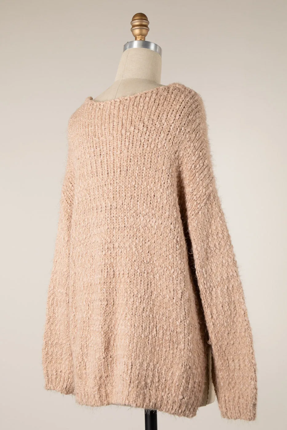 OVAL NECKLINE LOOSE FIT SOFT KNIT SWEATER 1 PACK