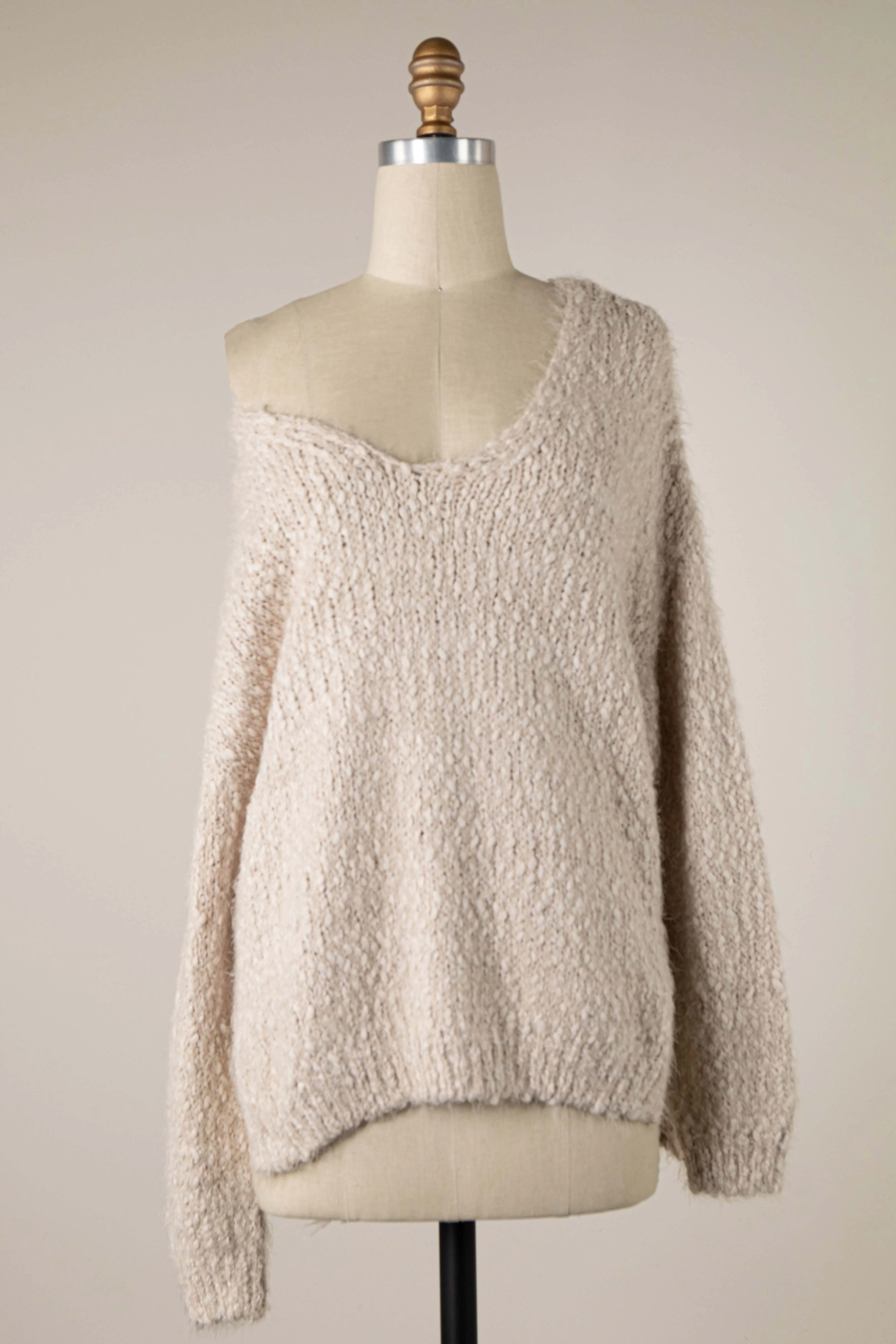 OVAL NECKLINE LOOSE FIT SOFT KNIT SWEATER 1 PACK
