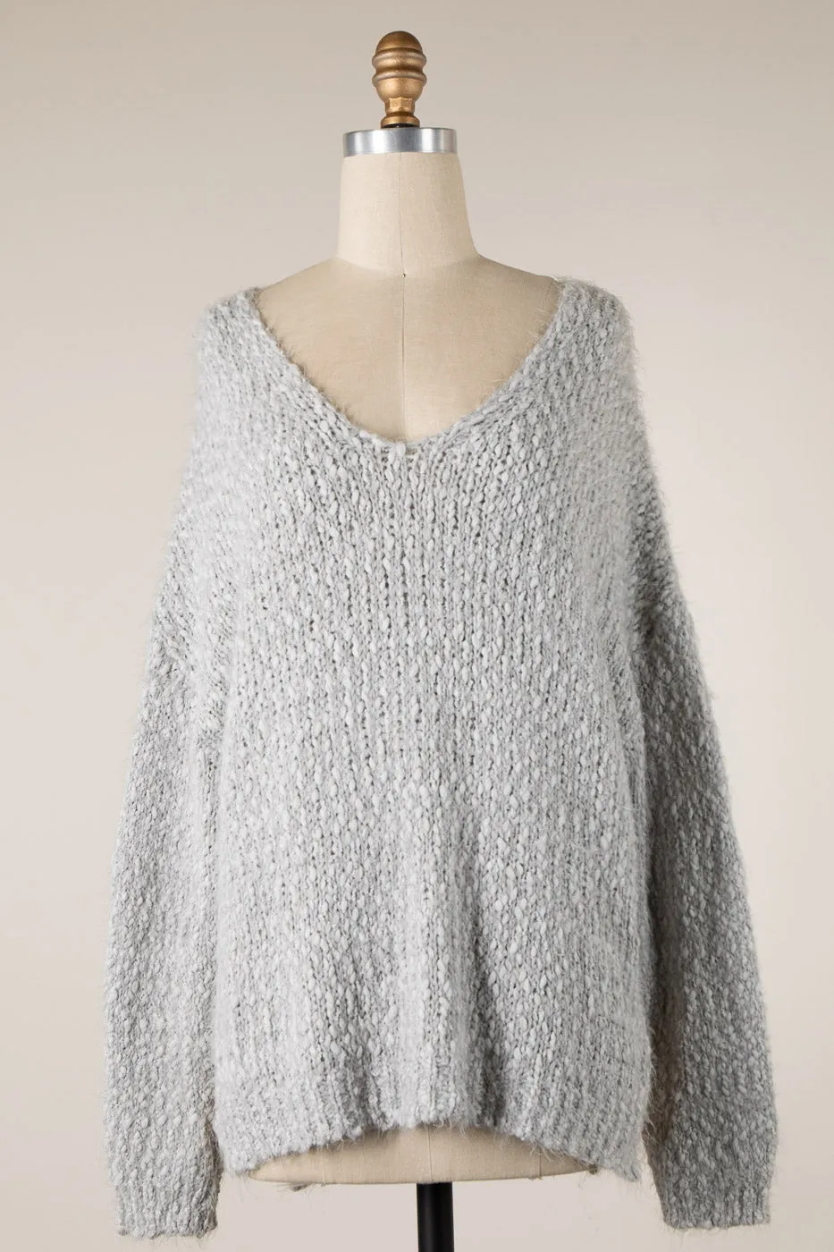 OVAL NECKLINE LOOSE FIT SOFT KNIT SWEATER 1 PACK