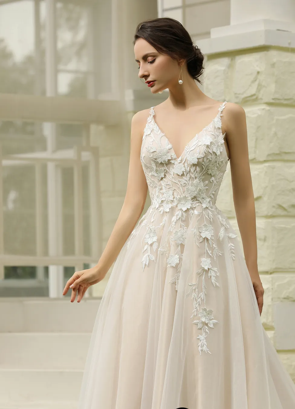 Princess Ballgown with Floral Lace Straps
