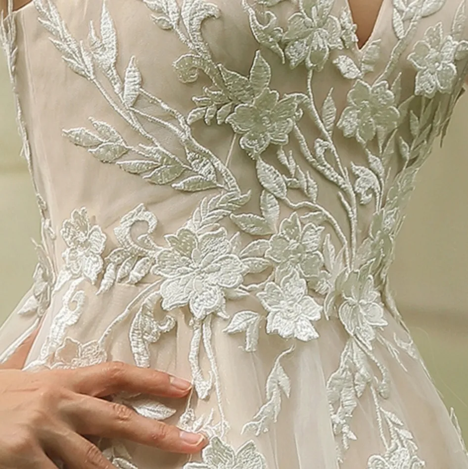 Princess Ballgown with Floral Lace Straps