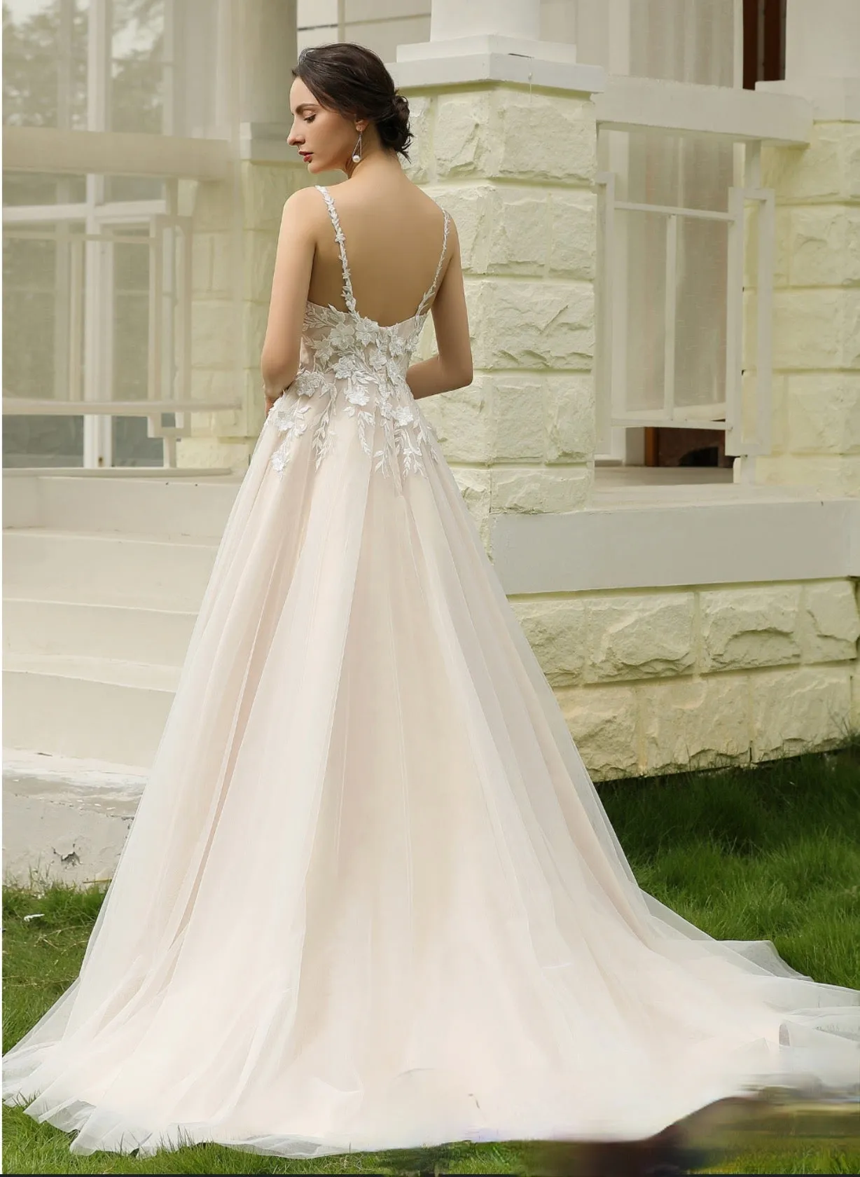 Princess Ballgown with Floral Lace Straps