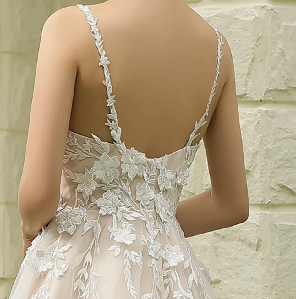 Princess Ballgown with Floral Lace Straps