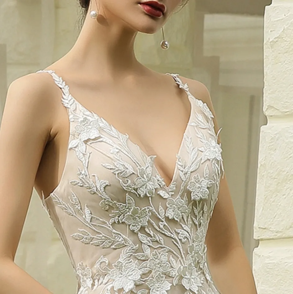 Princess Ballgown with Floral Lace Straps