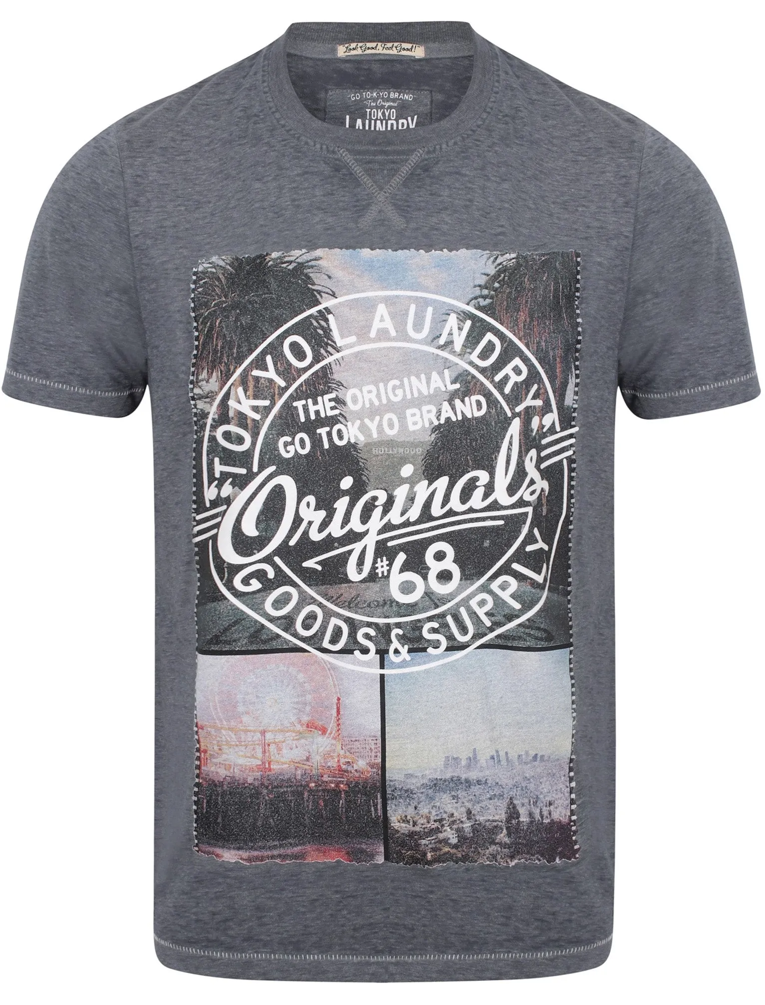 Spring Hills Motif Burnout Jersey T-Shirt In Slate - Tokyo Laundry