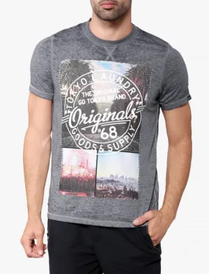 Spring Hills Motif Burnout Jersey T-Shirt In Slate - Tokyo Laundry