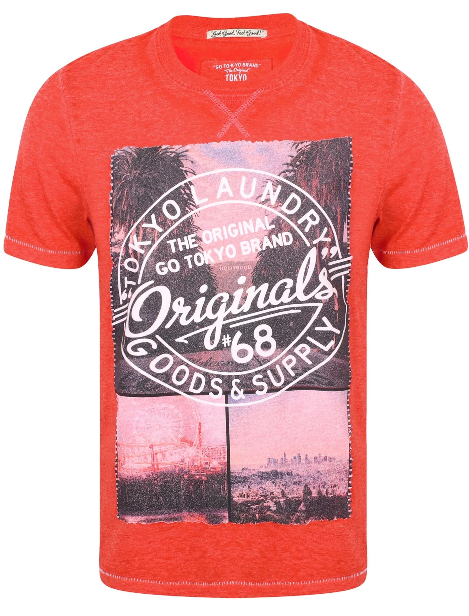 Spring Hills Motif Burnout Jersey T-Shirt In Tokyo Red - Tokyo Laundry