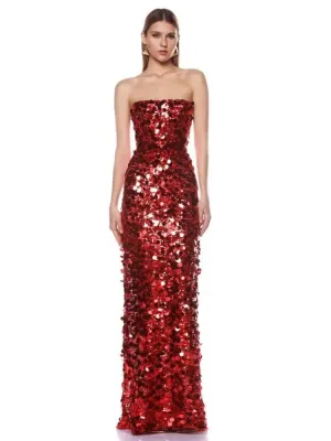 Trend4us Glamorous Strapless Red Sequin Mermaid Gown