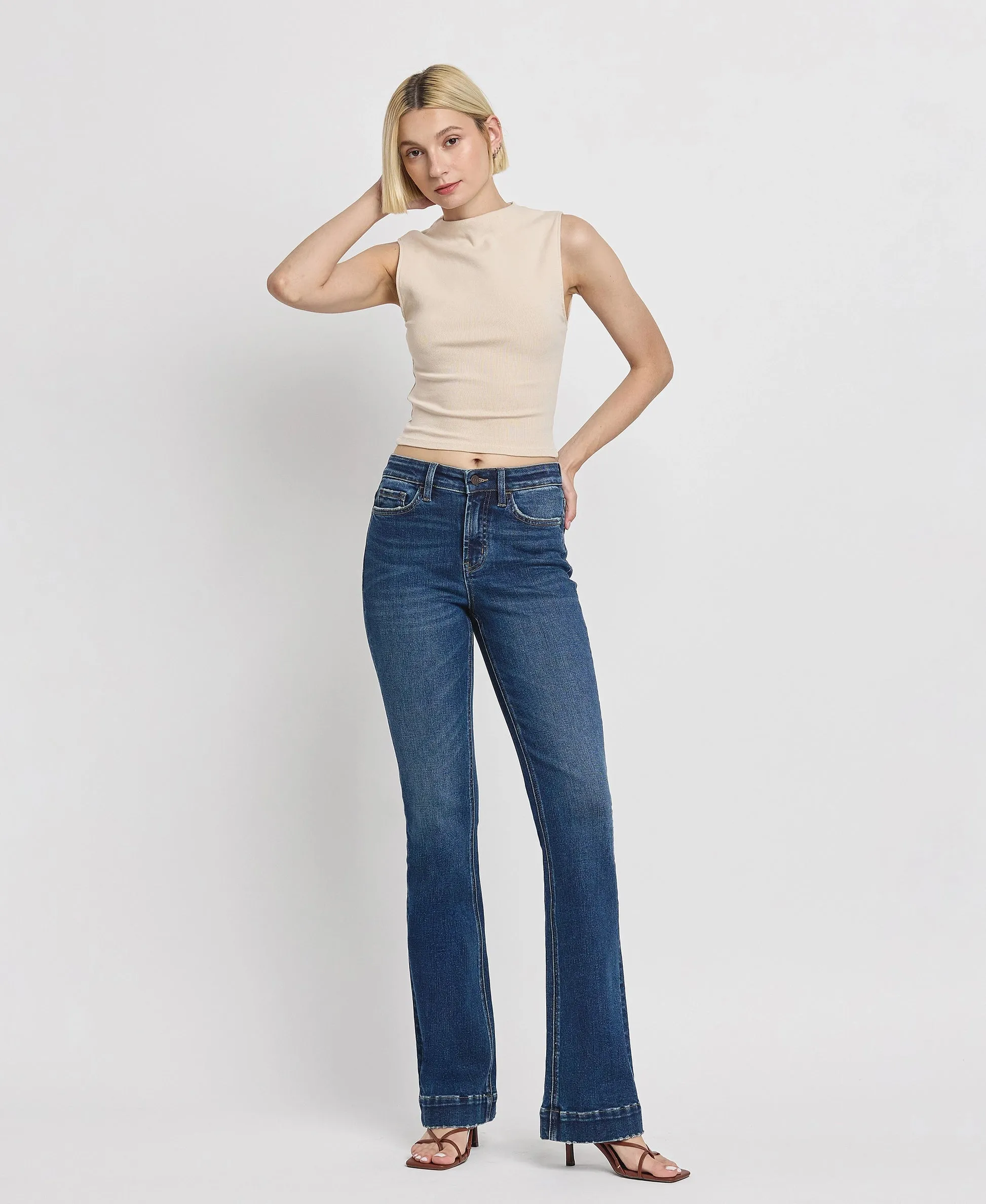 Vervet by Flying Monkey Sustainability High Rise Trouser Fit Boot Cut Jeans