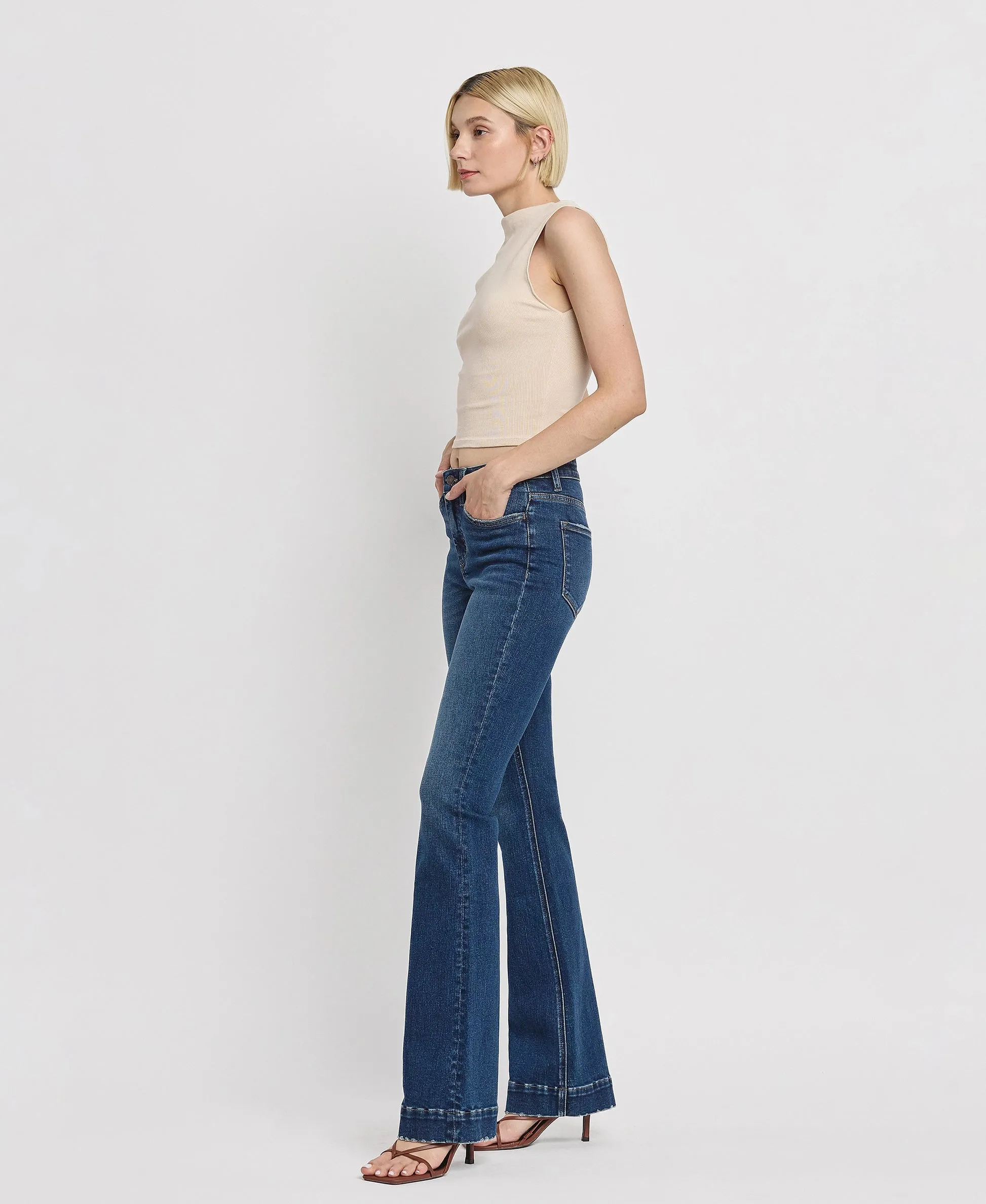 Vervet by Flying Monkey Sustainability High Rise Trouser Fit Boot Cut Jeans