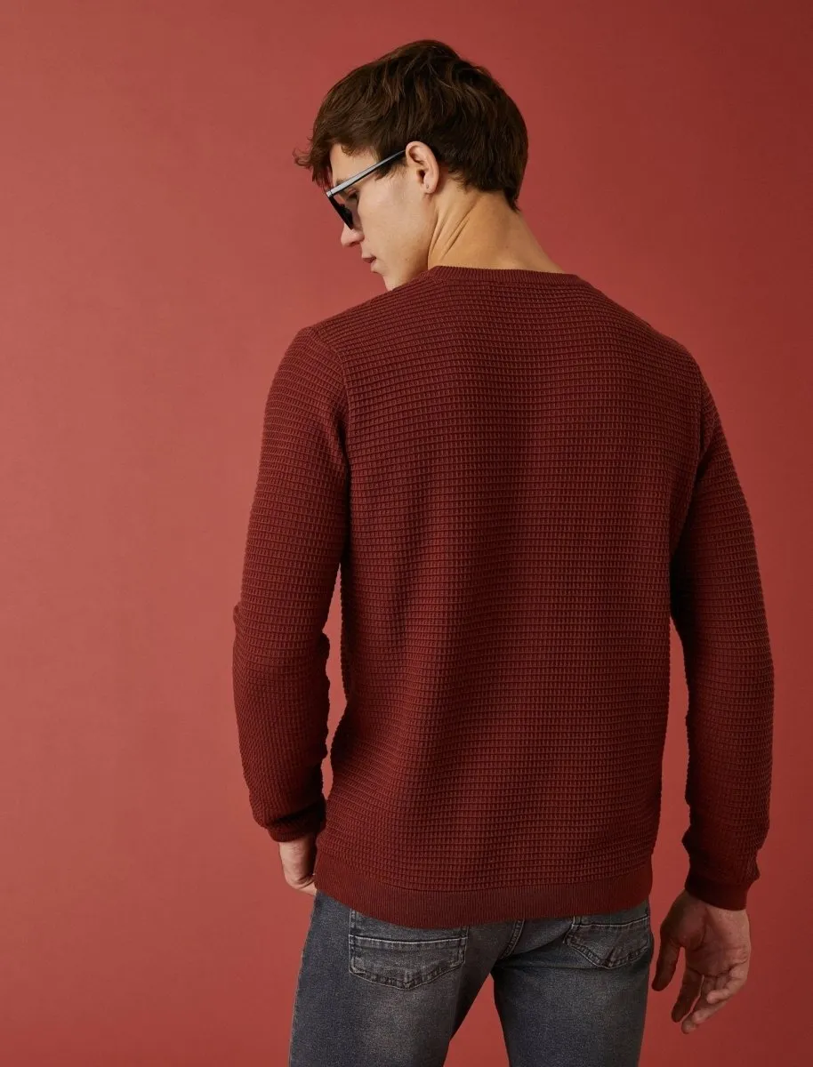 Waffle Knit Sweater in Brown