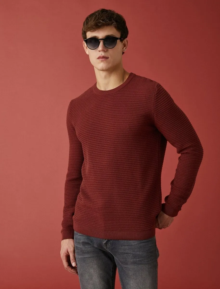 Waffle Knit Sweater in Brown